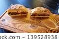 Fresh And Tasty Hamburger On Wooden Background 139528938
