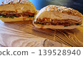 Close-up Shot Of A Burger With Beef On Wooden Surface 139528940