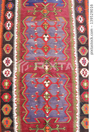 wool woven old antique Turkish rug 139529016