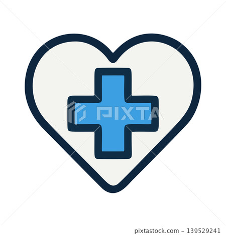 Minimalist Blue Cross Inside Outline Heart Shape Medical Symbol Icon Minimalist Blue Cross Inside Outline Heart Shape Medical Symbol Icon 139529241