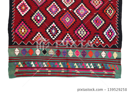 wool woven old antique Turkish rug 139529258