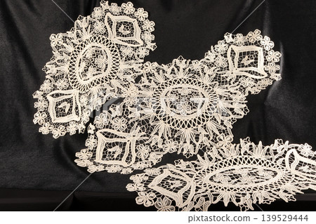 decorative lace on black background decorative lace on black background 139529444