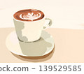 An illustration of a latte on a table 139529585