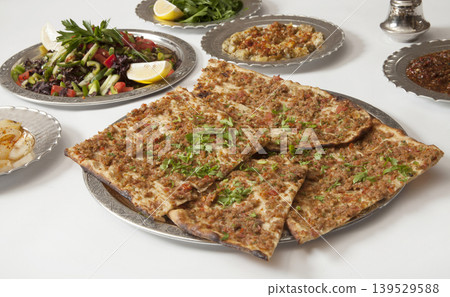 Turkish Pide - Konya Etli Ekmek Kebab with Minced Meat. Turkish Pide - Konya Etli Ekmek Kebab with Minced Meat. 139529588