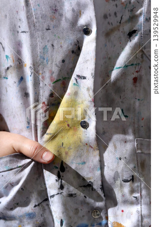 paint stains on the artist's apron paint stains on the artist's apron 139529948