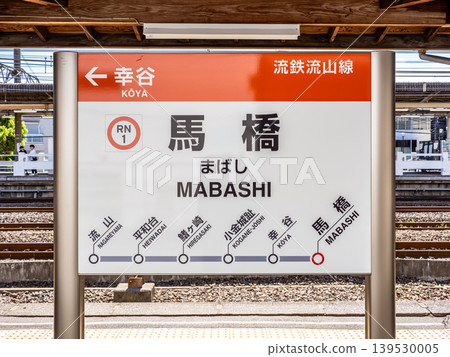 Station sign for Mabashi Station on the Ryutetsu Nagareyama Line Station sign for Mabashi Station on the Ryutetsu Nagareyama Line 139530005