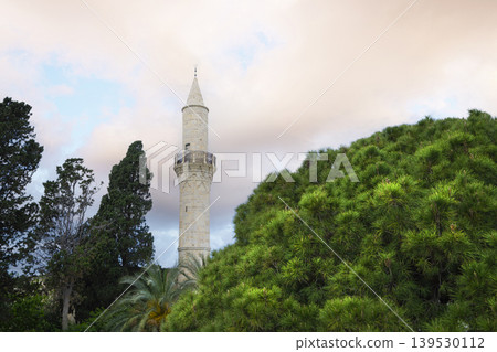 view of the minaret of the Djami Kebir Mosque in Larnaka, Cyprus view of the minaret of the Djami Kebir Mosque in Larnaka, Cyprus 139530112