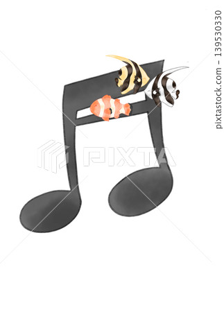 Musical note with tropical fish Musical note with tropical fish 139530330