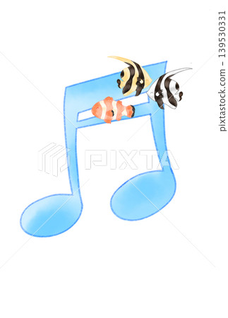 Musical note with tropical fish Musical note with tropical fish 139530331