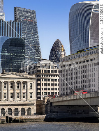 London City Business Skyline Featuring Walkie Talkie, The Gherkin and River Thames London City Business Skyline Featuring Walkie Talkie, The Gherkin and River Thames 139530628