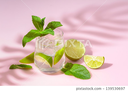 Summer refreshing drink with ice, lime and mint. 139530697
