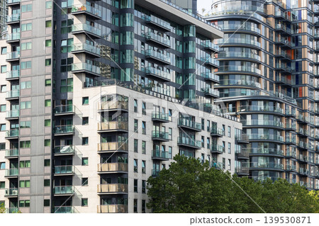 Modern high-rise residential buildings in a dense urban city center 139530871