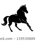 Galloping Horse black and white isolated Silhouette Element  139530889
