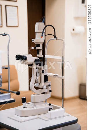 Slit Lamp Biomicroscope Eye Examination Instrument Medical Equipment White Background Slit Lamp Biomicroscope Eye Examination Instrument Medical Equipment White Background 139530893