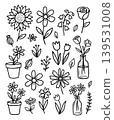 Doodle FLOWER icons set. Hand drawn scribble floral icons. 139531008