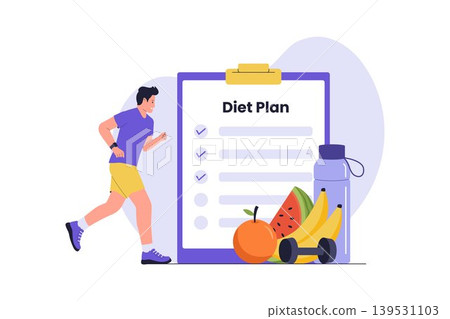 Healthy Dietary Plan with Exercise and Nutrition 139531103