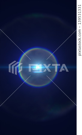 Glowing blue abstract orb with lens flare, circular halo, and futuristic cosmic light on a dark background. Glowing blue abstract orb with lens flare, circular halo, and futuristic cosmic light on a dark background. 139531331