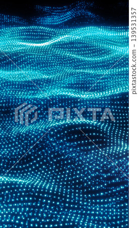 Flowing blue particle waves forming a luminous digital landscape, ideal for technology, data, and futuristic abstract backgrounds Flowing blue particle waves forming a luminous digital landscape, ideal for technology, data, and futuristic abstract backgrounds 139531357