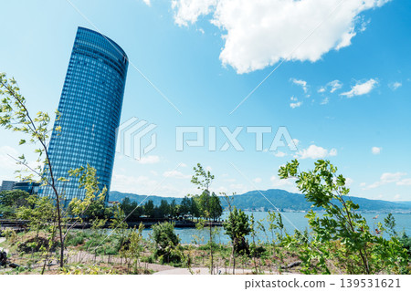Otsu City, Shiga Prefecture Prince Hotel, Lake Biwa and Blue Sky Otsu City, Shiga Prefecture Prince Hotel, Lake Biwa and Blue Sky 139531621