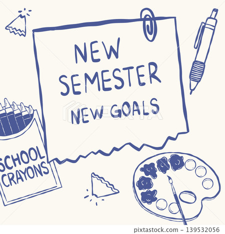 Hand drawn school motivation poster with creative classroom supplies Hand drawn school motivation poster with creative classroom supplies 139532056