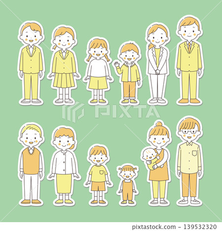 A set of full-body illustrations of various people, with borders and shadows. A set of full-body illustrations of various people, with borders and shadows. 139532320
