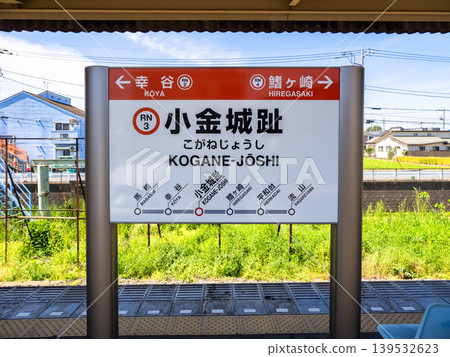 Station sign for Koganejoshi Station on the Ryutetsu Nagareyama Line Station sign for Koganejoshi Station on the Ryutetsu Nagareyama Line 139532623