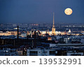 Peter and Paul Cathedral spire rising above St. Petersburg cityscape at night 139532991