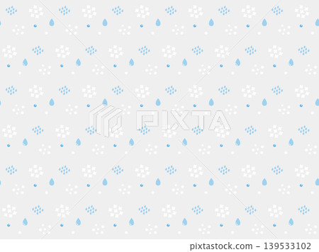 北歐風格的雨花無縫圖案 - 藍×白×灰背景 139533102