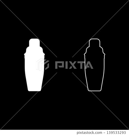 Cocktail shaker bar set icon white color vector illustration image solid fill outline contour line thin flat style Cocktail shaker bar set icon white color vector illustration image solid fill outline contour line thin flat style 139533293