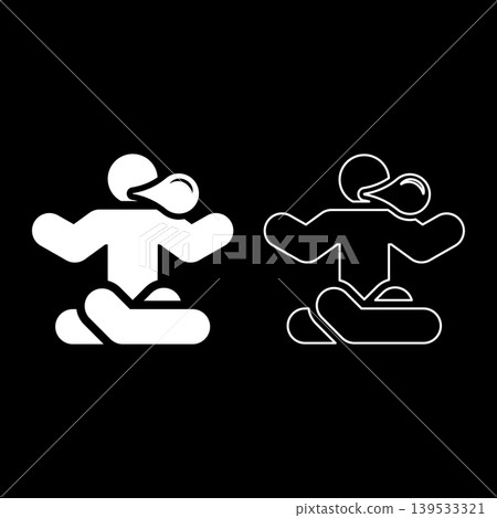 Person in a yoga pose blowing bubble gum set icon white color vector illustration image solid fill outline contour line thin flat style Person in a yoga pose blowing bubble gum set icon white color vector illustration image solid fill outline contour line thin flat style 139533321