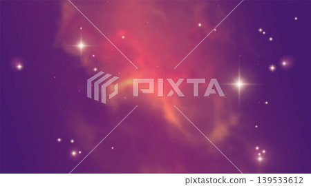Vibrant Deep Space Galaxy Nebula Vector Background with Glowing Red Orange Cosmic Cloud Stardust and Shining Star Bursts on Rich Purple Violet Sky Vibrant Deep Space Galaxy Nebula Vector Background with Glowing Red Orange Cosmic Cloud Stardust and Shining Star Bursts on Rich Purple Violet Sky 139533612