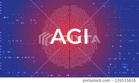 Artificial General Intelligence AGI Concept with Radiating Digital Network and Futuristic Data Visualization Artificial General Intelligence AGI Concept with Radiating Digital Network and Futuristic Data Visualization 139533616