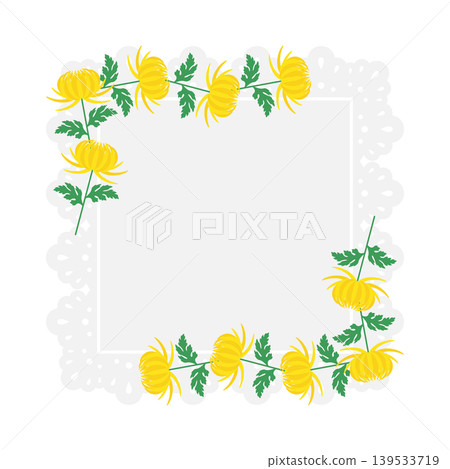 菊花方形蕾絲邊框 139533719