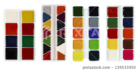 Watercolor paint set in palette isolated on white background Watercolor paint set in palette isolated on white background 139533950