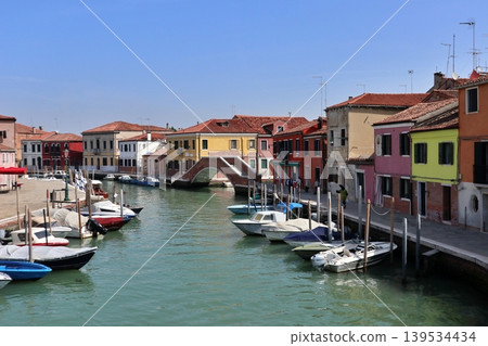 Murano, off the coast of Venice, Italy: The San Donato Canal and the San Martino Bridge as seen from the San Donato Bridge. 139534434