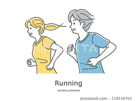 Young men and women running Young men and women running 139534703