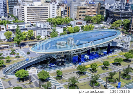 名古屋市鳥瞰圖,包括 Oasis 21 和榮區。 名古屋市鳥瞰圖,包括 Oasis 21 和榮區。 139535326
