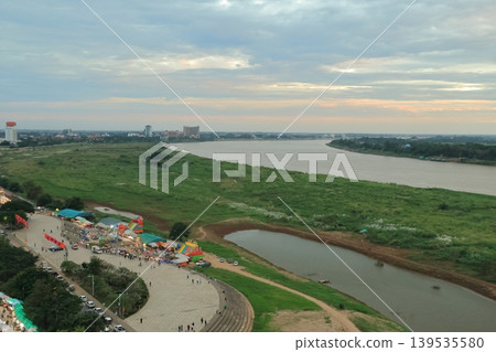 Laos, Vientiane, Mekong River scenery Laos, Vientiane, Mekong River scenery 139535580
