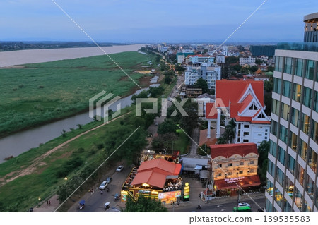 Laos, Vientiane, Mekong River scenery Laos, Vientiane, Mekong River scenery 139535583