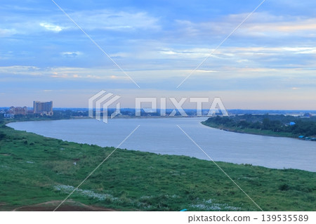 Laos, Vientiane, Mekong River scenery Laos, Vientiane, Mekong River scenery 139535589
