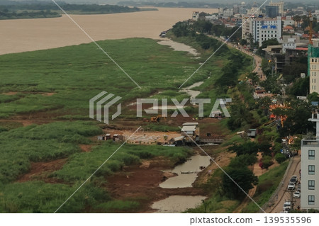 Laos, Vientiane, Mekong River scenery Laos, Vientiane, Mekong River scenery 139535596