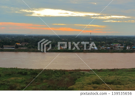 Laos, Vientiane, Mekong River scenery Laos, Vientiane, Mekong River scenery 139535656