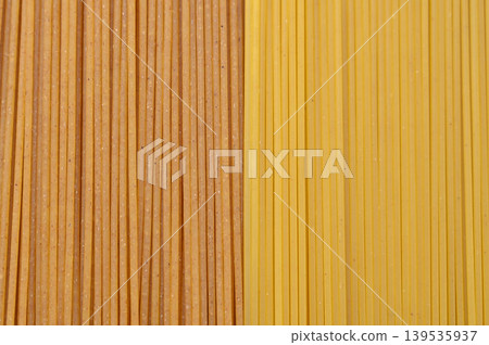 Health-conscious whole wheat pasta and classic wheat pasta 139535937