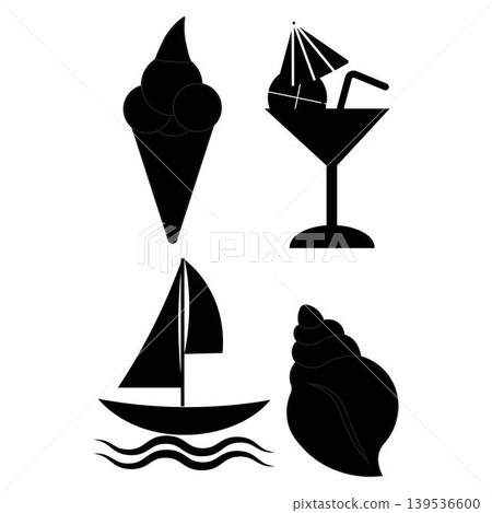 Beach Holiday Icons Tropical Travel Silhouette Pack Beach Holiday Icons Tropical Travel Silhouette Pack 139536600