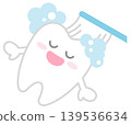 可愛的牙齒角色正在用牙刷刷牙 139536634