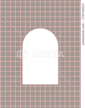 Brown and pink checkered background with arched window frame (pastel, cute, template) Brown and pink checkered background with arched window frame (pastel, cute, template) 139536824