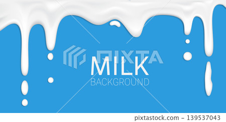 Milk drips and droplets on blue background vector illustration Milk drips and droplets on blue background vector illustration 139537043