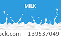 Milk splashes with droplets background vector illustration 139537049