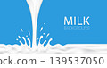 Falling milk with splashes and droplets background vector illustration 139537050