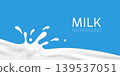 Milk splashes with droplets background vector illustration 139537051
